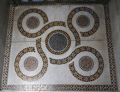 Inlaid mosaic floor panel