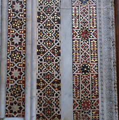 Mosaic panels around a doorway
