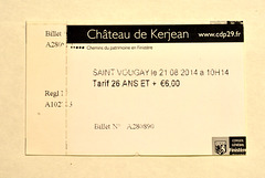 Ticket for the Château de Kerjean