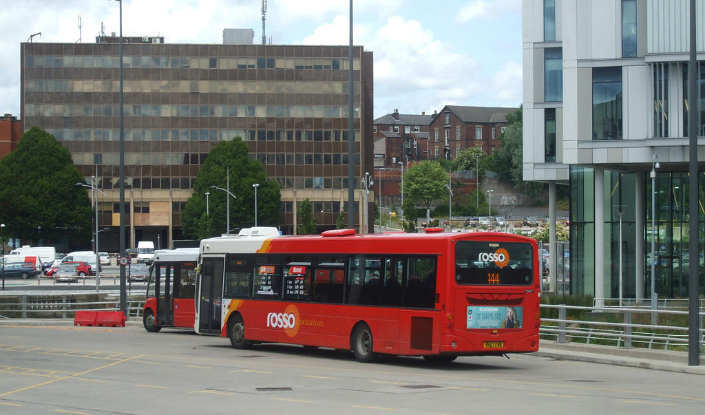 Rosso (Rossendale Transport) YN57 FWK in Rochdale - 4 Jul 2015 (DSCF0497)