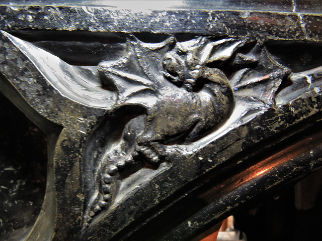canterbury cathedral (133)dragon detail of c14 tomb of archbishop meopham +1333