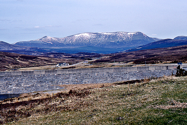 The Aultguish Inn & Ben Wyvis from The Loch Glascarnoch Dam 29 April 1995