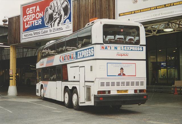 Yelloway-Trathen E100 VWA in Victoria Coach Station, London - 22 Apr 1993