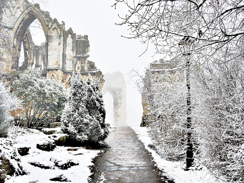 St. Mary's Abbey ruin in winter