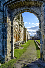 Saltire through the arch - Cathedral ruins, St. Andrews, Scotland