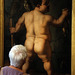 En admiration derrière le portrait du célèbre Bouffon Nano Morgante . Artiste Agnolo Bronzino , Florence