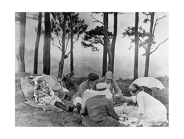 The Pritchards picnic on the hills c1924