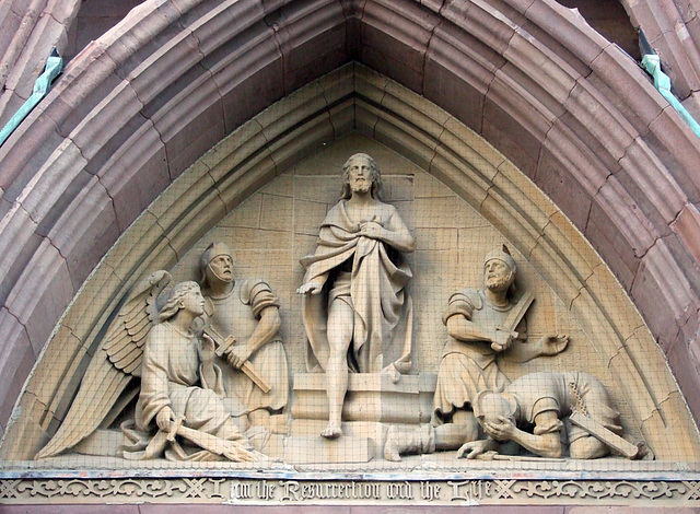 Resurrection Relief on the Chapel in Greenwood Cemetery, September 2010