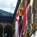 Die Fahnen von Brig, dem Kanton Wallis und der Schweiz