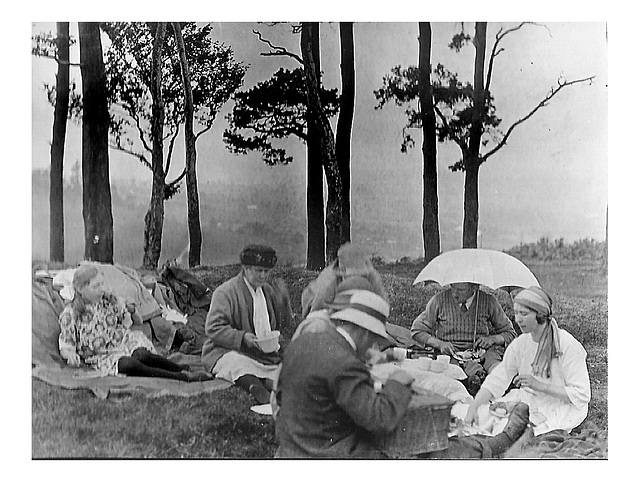 The Pritchards picnic on the hills circa 1924