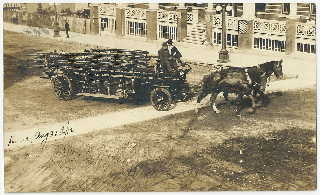 kn0380 kenora - [ladder wagon on main street]