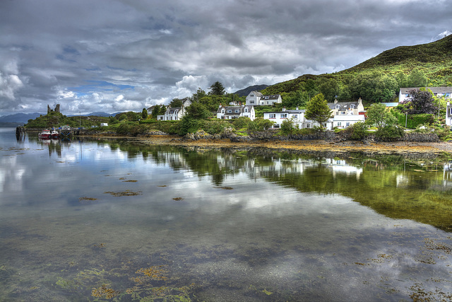 Cottages and Castle Moil by Kyleakin Harbour, Isle of Skye
