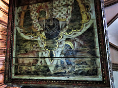 canterbury cathedral (108) signs of the evangelist on the trinity painting on canopy over c14 tomb of edward +1376 later known as the black prince