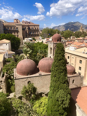 Roofs of Palermo. San Giovanni degli Eremiti e Monte Pellegrino.