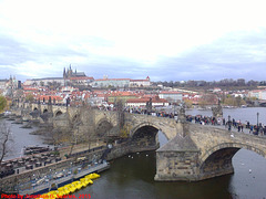 Karluv Most, with Yellow Paddle Boats Visible, Prague, Bohemia(CZ), 2015