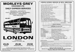Morley's Grey London service timetable - 5 April 1983