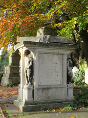 brompton cemetery, london,robert coombes tomb, +1860, champion thames sculler, his skiff and coat on top of the tomb