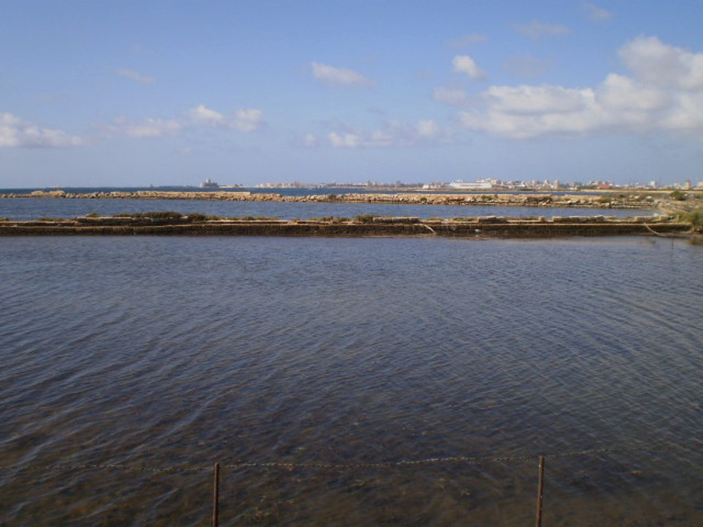 Salt pits, with Trapani on the background.