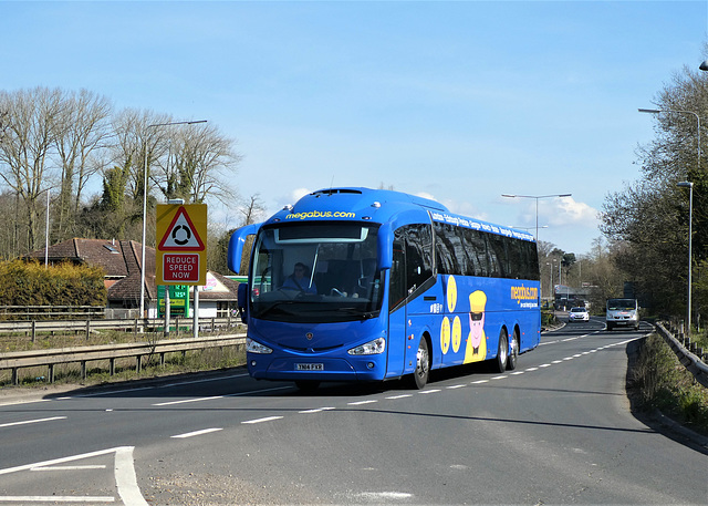 Freestone’s Coaches (Megabus contractor) YN14 FVR at Barton Mills - 4 Apr 2020 (P1060588)