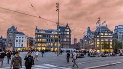 Dam square at dusk (Amsterdam)