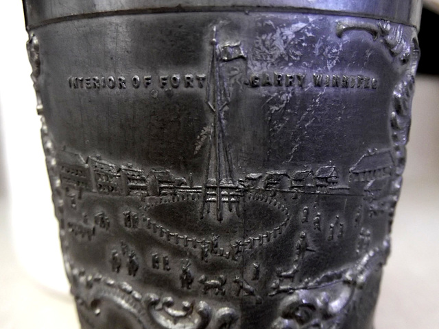 Souvenir Cup: Interior of Fort Garry Winnipeg