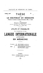 Corret - Utilité et possibilité d’une langue auxiliaire internationale en médecine