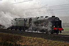 Stanier LMS class 7P Royal Scot 46115 SCOTS GUARDSMAN climbing Shap in abysmal weather at Scout Green with 1Z86 07.10 London Euston - Carlisle The Winter Cumbrian Mountain Express 8th February 2020.