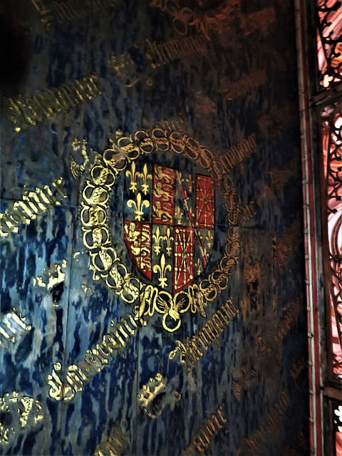 canterbury cathedral (74) heraldry on canopy of c15 tomb of king henry iv +1413 and queen joan of navarre +1437
