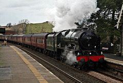 Stanier LMS class 7P Royal Scot 46115 SCOTS GUARDSMAN at Kikby Stephen with 1Z87 14.13 Carlisle - London Euston The Winter Cumbrian Moutain Express 8th February 2020.