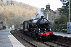 LNER class B1 4-6-0 1264(BR61264)  arriving at Glaisdale with 1Z11 16.30 Whitby -Hellifield The Whitby Flyer 14th April 2018