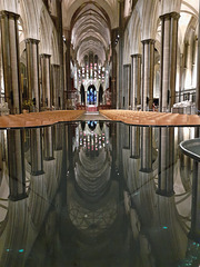 Salisbury cathedral - reflected in the font