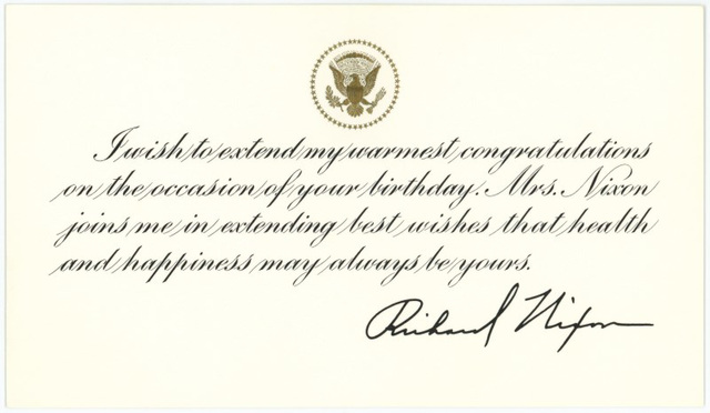 Warmest Birthday Wishes from Richard Nixon