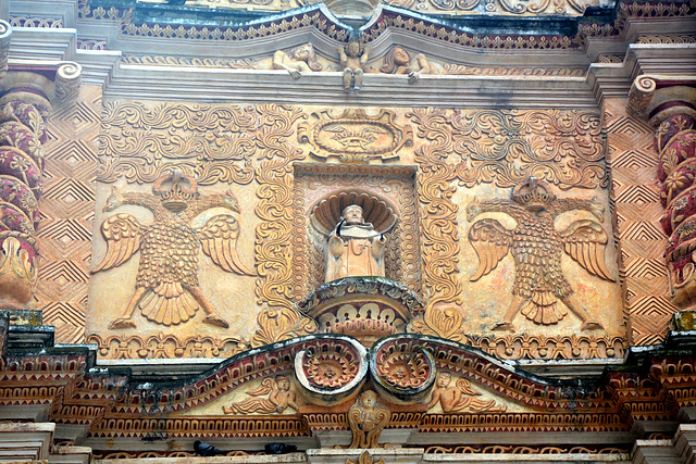 Mexico, Details of the Facade of Iglesia de Santo Domingo de Guzmán in San Cristobal de las Casas