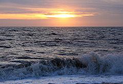 Cold winter sunset on a choppy Channel - Seaford Bay - 21.1.2016
