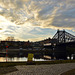 Sonnenuntergang in Loschwitz ( Dresden ), bei der Brücke "blaues Wunder"