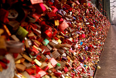 Fence full of lovers locks!  Happy Fence Friday!
