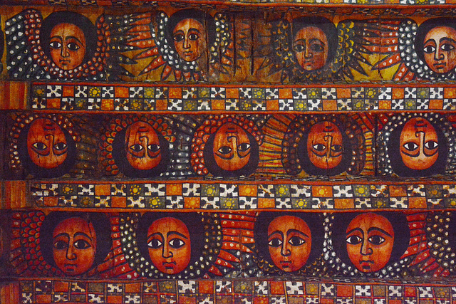 Ethiopia, Gondar, Drawings on the Ceiling of the Church of Debre Birhan Selassie