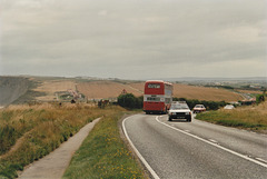 East Yorkshire/Primrose Valley bus on Osgodby Hill, Cayton Bay – 12 Aug 1994 (237-6)