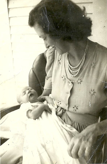 My mother's sister, Eunice, with her daughter. 1944, New Orleans, USA