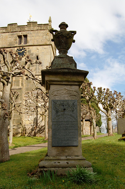 First World War Memorial, Hognaston Churchyard, Derbyshire