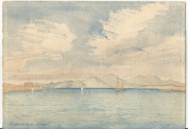 Water colour of The Entrance to the Piraeus