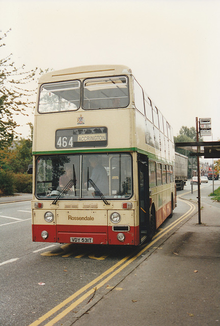 Rossendale Transport 131 (VDY 531T) on Whitworth Road, Rochdale – 11 Oct 1995 (290-37)