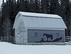 Barn with a mural