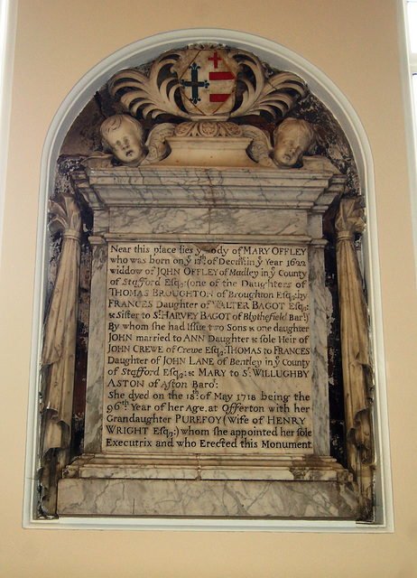 Monument to Mary Offley, Aston Church, Cheshire