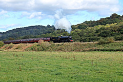 Thompson LNER class B1 4-6-0 1264(BR No.61264) with the 13.57 Grosmont - Pickering service climbing up to Esk Cottages 28th September 2019.