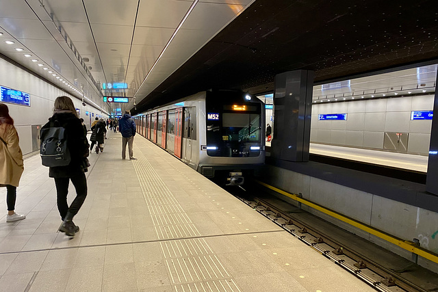 Amsterdam 2021 – Metro train at Central Station approaching
