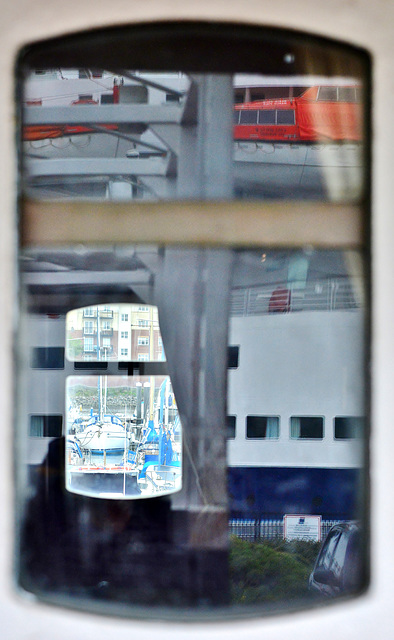 Looking through to the Marina.....reflecting a Cruise Ship moored on Northumbria Quay