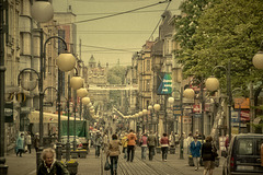 The main shopping street Chorzow Polen