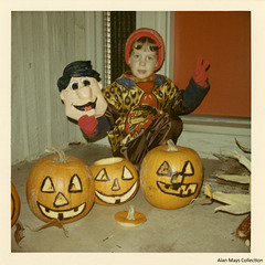 Fred Flintstone with Halloween Jack-o'-Lanterns, ca. 1966