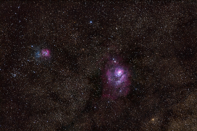 Lagoon Nebula & Trifid Nebula- Do look large